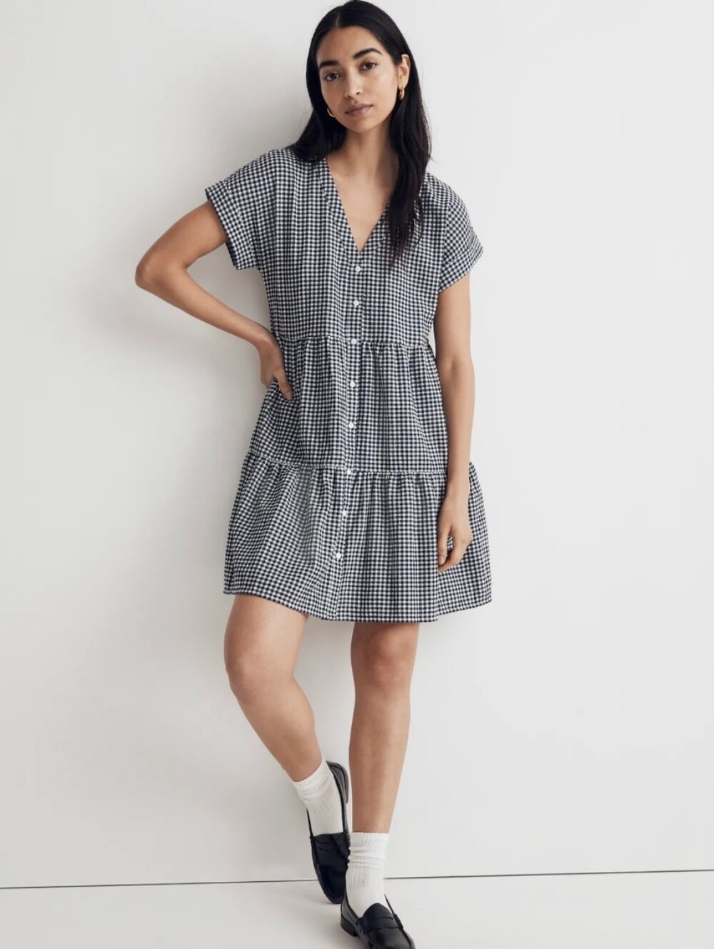 Madewell Black and White Gingham Mini Dress